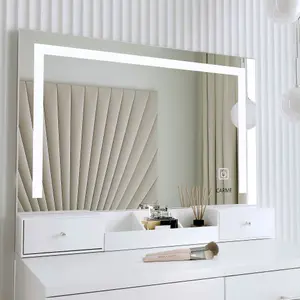 Sophia White Dressing Table with Touch Sensor LED Mirror