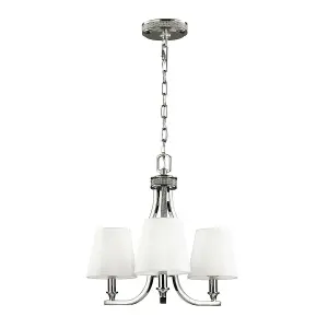 3 Bulb Chandelier Ceiling Light Highly Polished Nickel LED E14 60W