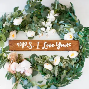 Peak Heritage Engraved Wooden Wedding Sign 60cm - PS I Love You