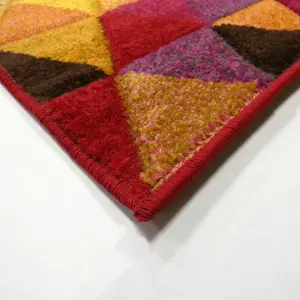 Piccadilly Multicolour Geometric Small Rug, (L)150cm x (W)80cm