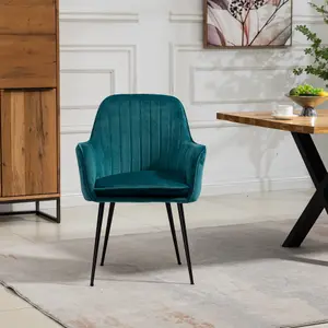 Carrara Velvet Dining Chairs - Set of 2 - Teal