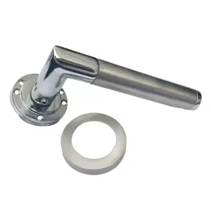 Straight Lever Rose Door Handles Mitred Duo Chrome Satin Handle 64mm Latch