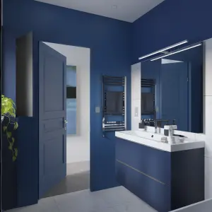 GoodHome Imandra Matt Blue Wall-mounted Bathroom Cabinet (H) 600mm (W) 1000mm