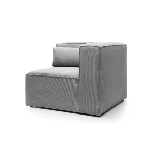 Doris Corner Unit Module in Light Grey Cord Chenille