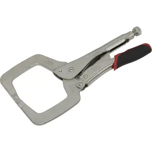 280mm Locking C-Clamp Pliers - 0-90mm Jaw Capacity - Knurled Adjustment Screw