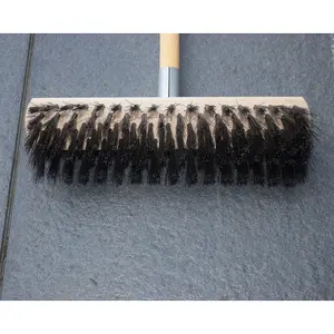 Heavy Duty Garden Broom Metal Wire Bristles Outdoor 30cm / 12" Stiff Hard Brush (with 120cm Long Handle)