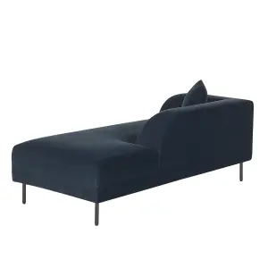 Left Hand Velvet Chaise Lounge Dark Blue LE CRAU