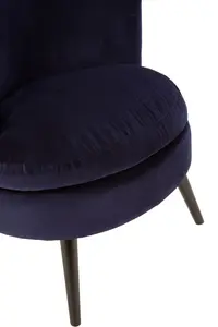 Interiors by Premier Midnight Blue Round Armchair, Elegant Accent Armchair,Plush Midnight Velvet Upholstered Chair, Durable Chair