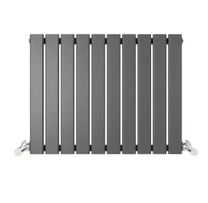 Anthracite Flat Tube 600x760mm Horizontal Single Panel Heated Towel Radiator