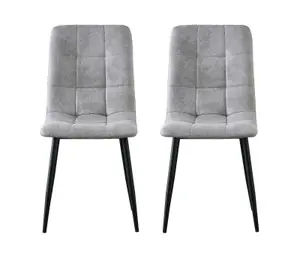 MCC Direct Henri Faux Suede Leather Dining Chairs Set of 4 Light Grey