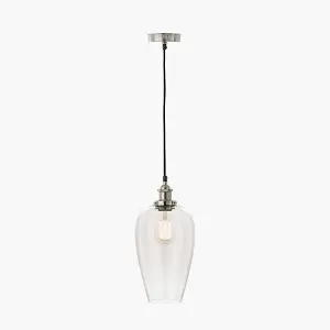 Glass Pendant Ceiling Light with Antique Silver Metal Chain Pendant