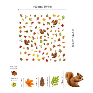 Walplus Autumn Leaves With Squirrel Window Cling