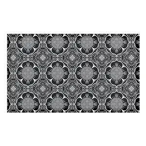 Black And White Floral Pattern Indoor & Outdoor Doormat - 70x40cm