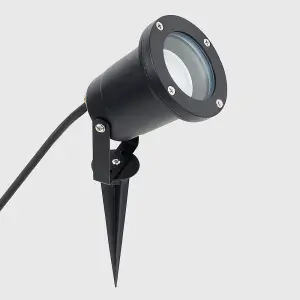 ValueLights Derwent Modern IP65 Rated Ground Spike/Wall Mount Outdoor Light In Black Finish with LED Bulb