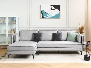 Corner Sofa ALTAN Light Grey Velvet Right Hand