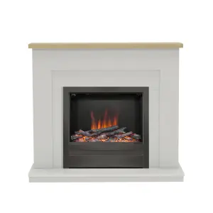 Be Modern Alder Light grey & oak Inset Electric Fire suite