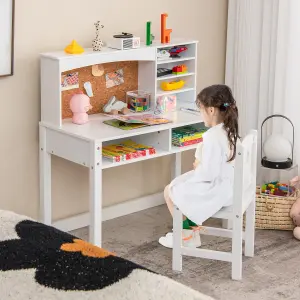 Costway Kids Desk and Chair Set Wooden Children Study Table &Chair Writing Table Set