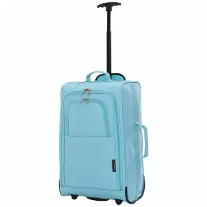 5 Cities 21"/55cm Carry On Lightweight Travel Cabin Approved Trolley Bag with Wheels Suit Case Hand Luggage with 2 Year Warranty