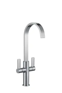 Francis Jeroni Swept Spout Two Handle Chrome Mono Kitchen Mixer Tap