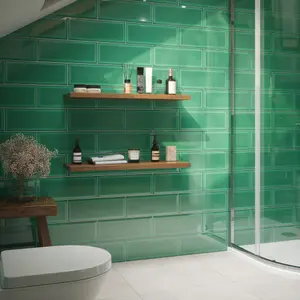 Johnson Tiles Bevel Thyme Gloss Ceramic Wall Tile Sample