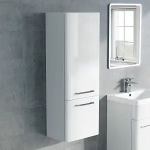 Nes Home 500mm Freestanding White Basin Vanity & 350mm Wall Hung Tall Cabinet