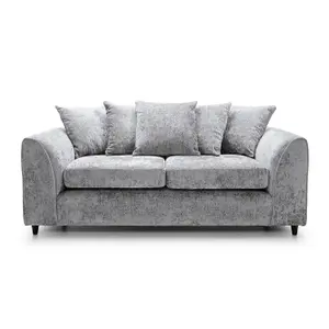 Harriet Crushed Chenille 3 Seater Sofa in Light Grey