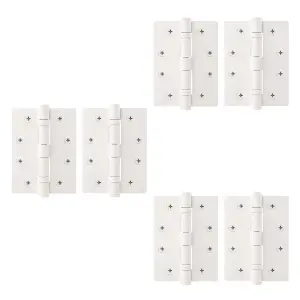 AFIT White Door Hinges - 4 Inch / 102mm  Internal Fire Door Hinges - 3 Pairs