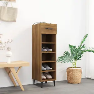 Shoe Cabinet Brown Oak 30x35x105 cm Engineered Wood