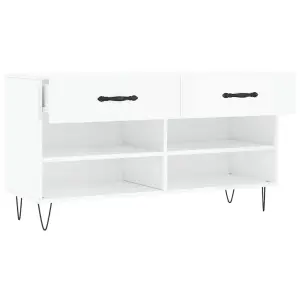 Berkfield Shoe Bench High Gloss White 102x35x55 cm Engineered Wood