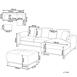 Left-Hand Corner Sofa with Ottoman OSLO Black Leather Left Hand