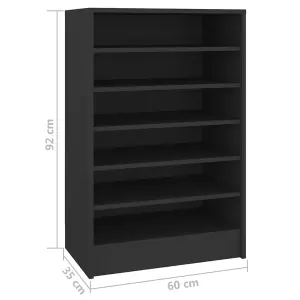 Berkfield Shoe Cabinet Black 60x35x92 cm Engineered Wood