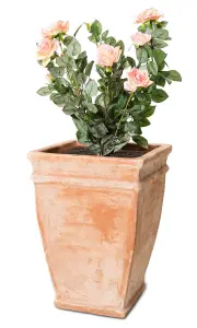 Primrose Terracotta Orange Tapered Outdoor Patio Garden Cube Planter 49cm