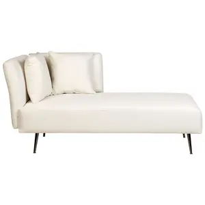 Left Hand Fabric Chaise Lounge White RIOM