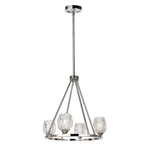 Elstead Rubin Multi Arm Chandelier 4 Light Polished Nickel Finish, G9