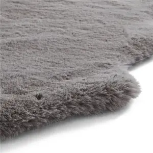 Sheepskin Grey Plain Shaggy Rug, 50mm Thickness Modern Rug, Luxurious Rug for Living Room, & Dining Room-60cm X 90cm (Single)