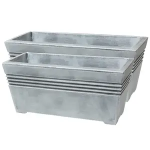 1 x Trough Venice Planter Lightweight Grey Flower Pots For Home, Garden & Patios