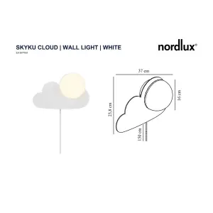 Nordlux Skyku Cloud Indoor Kids Wall Light in White (Height) 23.8cm