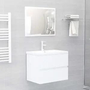 Berkfield Sink Cabinet with Built-in Basin White Engineered Wood