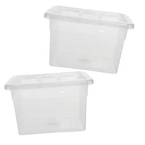 2 x Clear Plastic Stackable Transparent Storage Boxes 64 Litre Complete With Lids