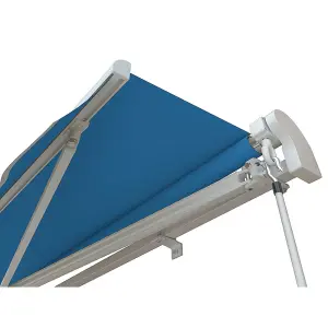 Primrose Awnings 4.0m x 3.0m Retractable Manual Azure Blue Awning Outdoor Patio Canopy