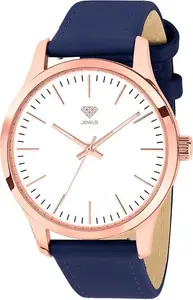 Women's Personalised Dress Watch - 40mm Metro - Rose Gold Case, White Dial, Blue Leather