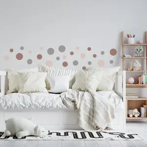 Walplus Large Polka Dots Boho Natural X 4 Kids Sticker PVC Brown, Grey