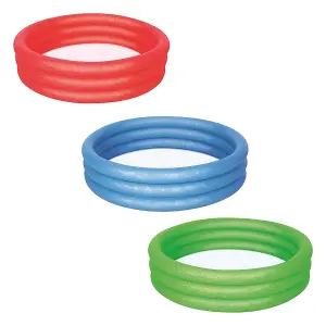 Bestway Paddling Pool 3 Ring Kids' with Repair Patch, 152x30cm, Colour May Vary