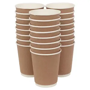 URBNLIVING 237ml 100Pcs Double Wall Disposable Takeaway Hot Coffee Drinks Cups with Sip Through Lids