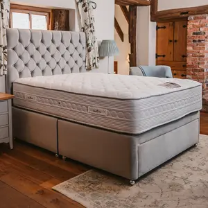 Sophia Briar-Rose Clemence 1000 Pocket Sprung Memory Foam Luxury Divan Bed Set 6FT Super King 2 Drawers Side - Plush Light Silver