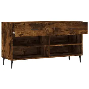 Berkfield Shoe Bench Smoked Oak 102x35x55 cm Engineered Wood