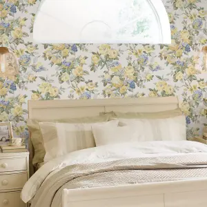 Laura Ashley Pembrey Yellow Floral Smooth Wallpaper