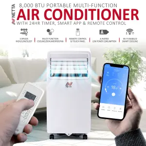 NETTA Portable Air Conditioner with WiFi Smart APP 8000BTU