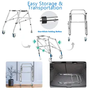 Costway One-Way Folding Walker w/ Aluminium Alloy Frame & High Weight Capacity