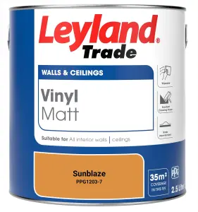 Leyland Trade Vinyl Matt Walls & Ceilings Emulsion Paint Sunblaze (PPG1203-7) 2.5L